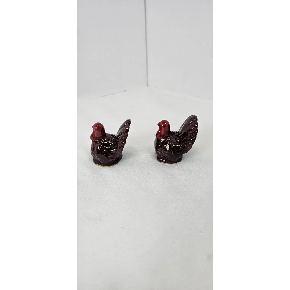 Vintage Turkey Salt & Pepper‎ Shakers Mini Ceramic Brown Thanksgiving Decor